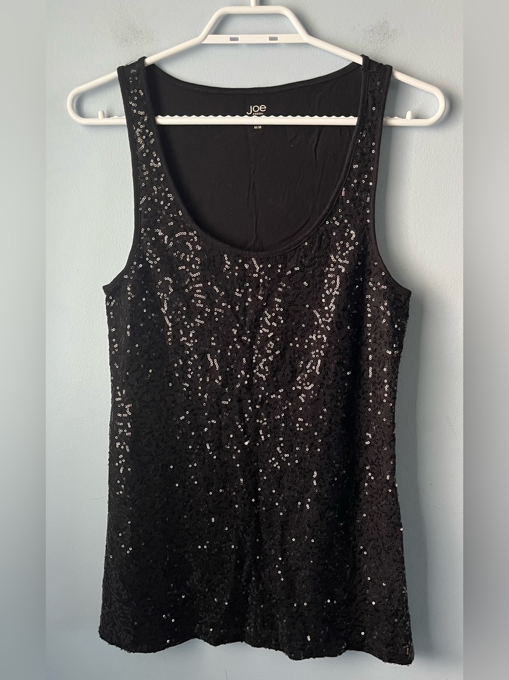 ✨ 3/$30 Joe Fresh Black Sequin-Front Relaxed Fit Scoop Neck Tank Top Size M